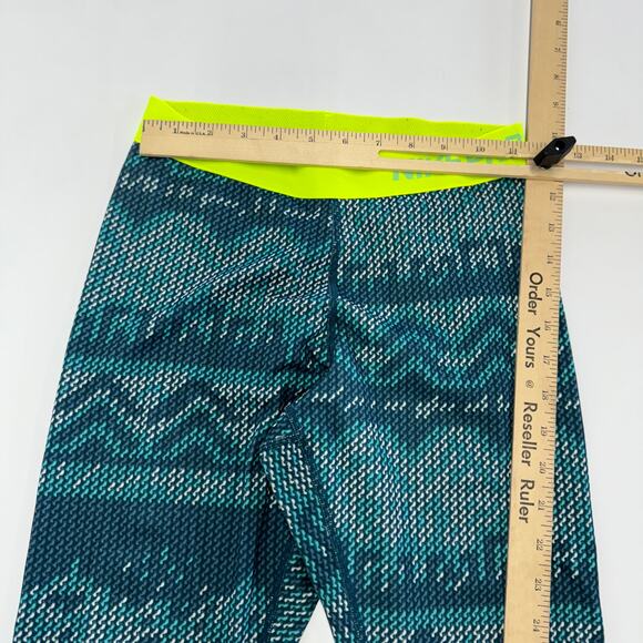 Nike Leggings Womens Small Blue Yellow Hyperwarm Nordic‎ Print Active - Picture 8 of 10
